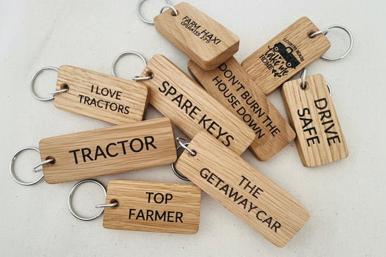 Custom Oak Keyring Large