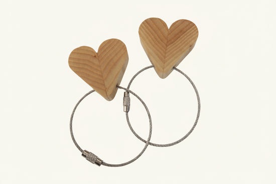 Solid Ash Heart Keyring