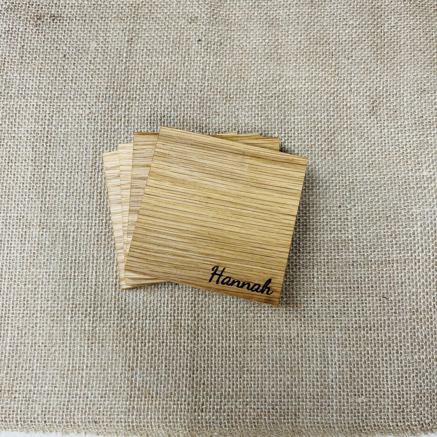 Personalised Name Coaster - Engraved Solid Oak