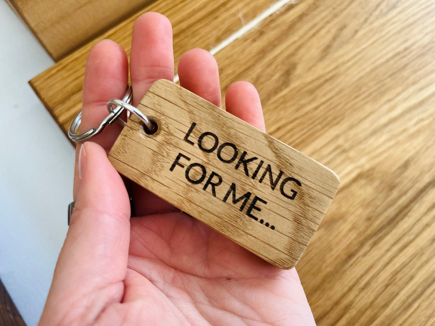 Personalised Small Oak Engraved Keyring