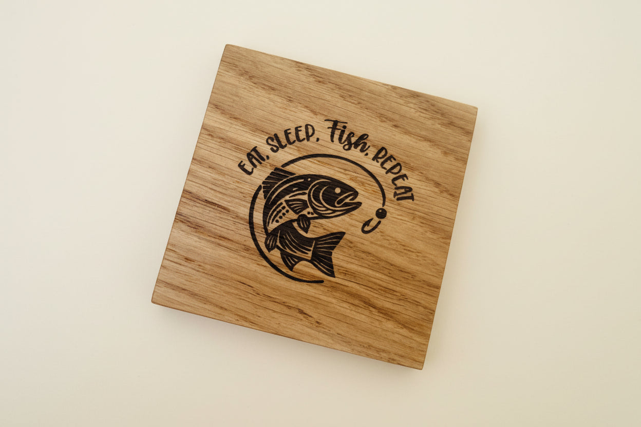 Eat, Sleep, Fish, Repeat Coaster