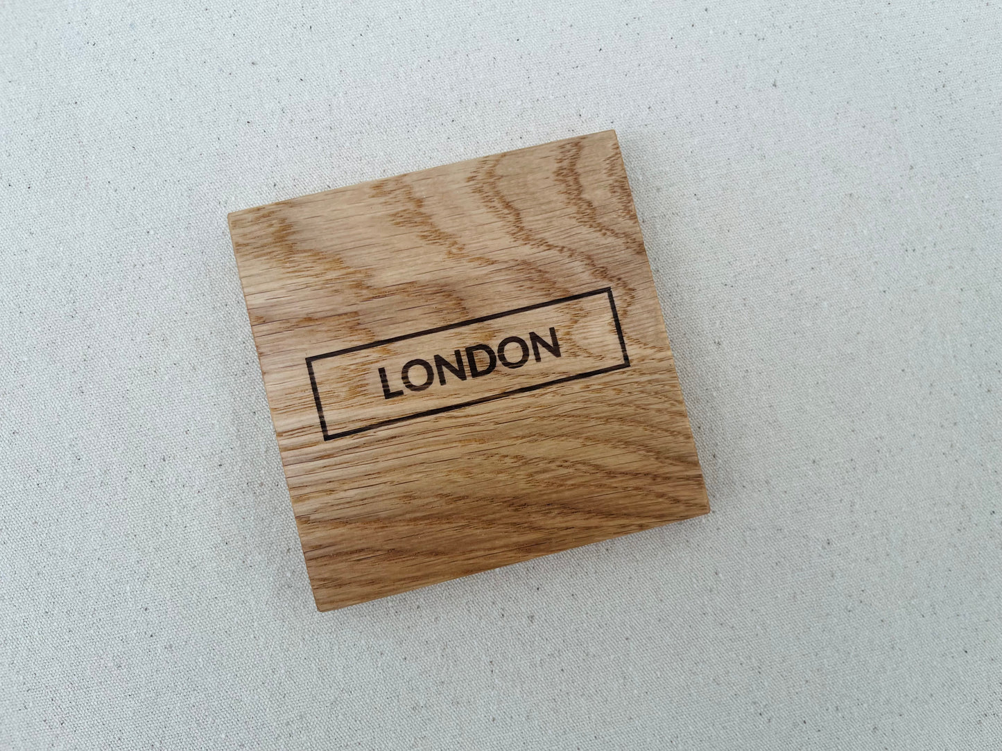 Place Name Engraved Oak Coaster