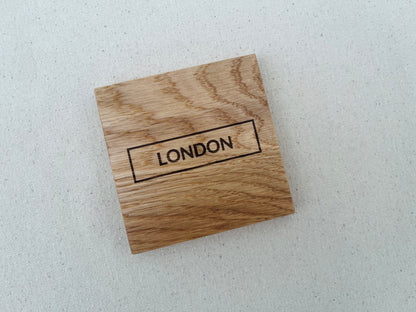Place Name Engraved Oak Coaster