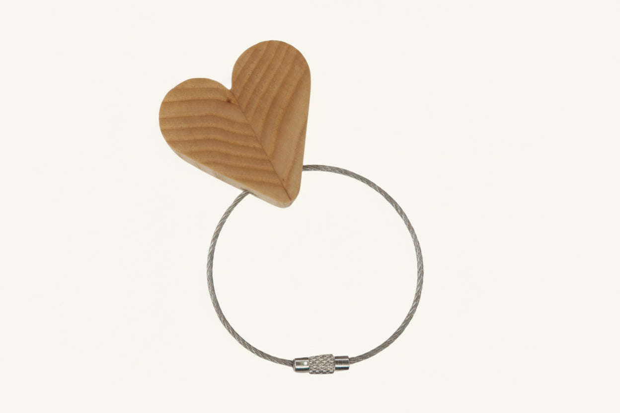 Solid Ash Heart Keyring