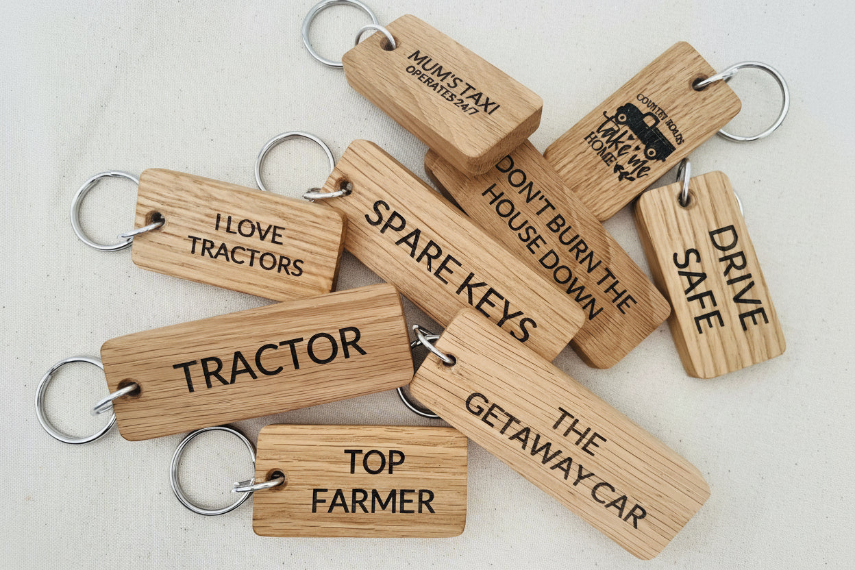 Custom Oak Keyring Large