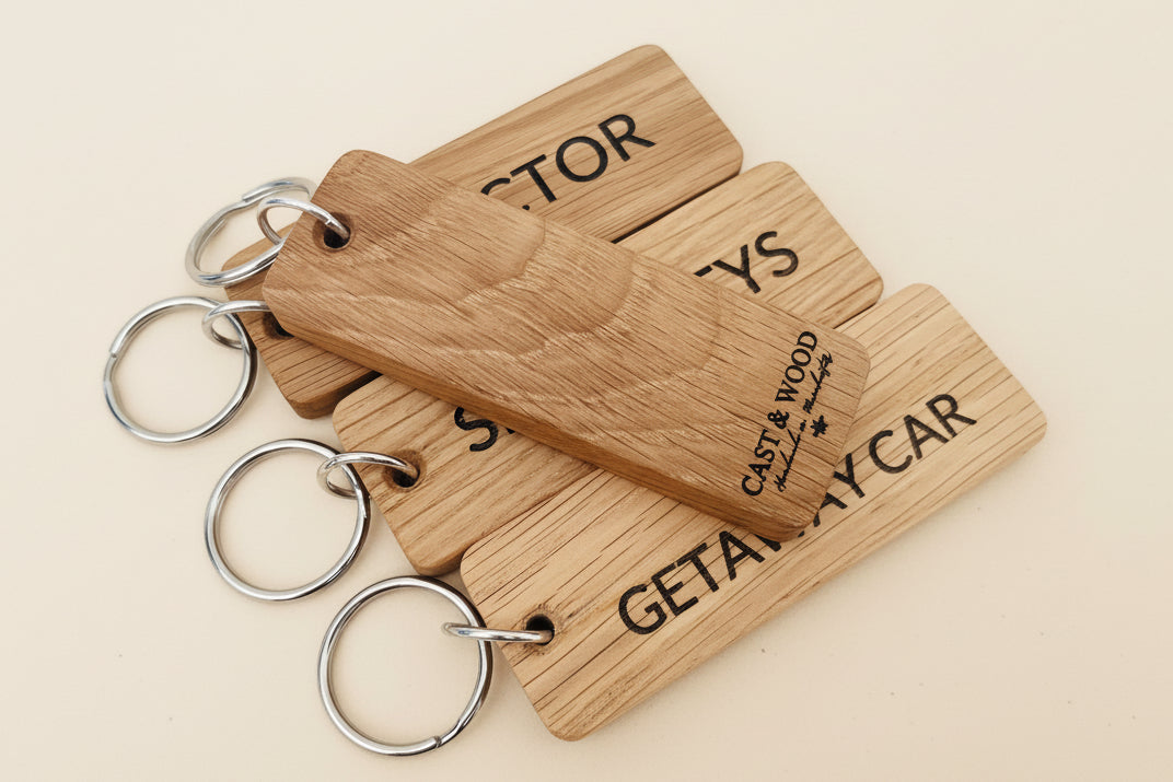 Custom Oak Keyring Large