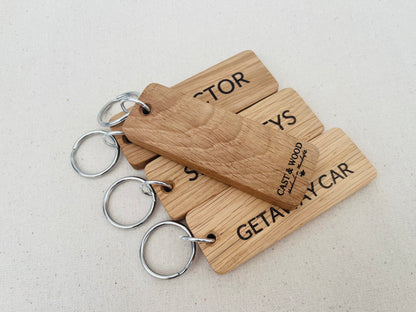 Personalised Small Oak Engraved Keyring