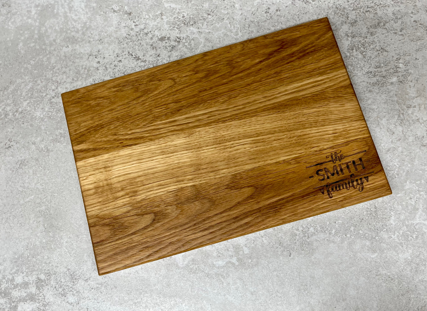 Personalised Family Name Solid Oak Chopping Board