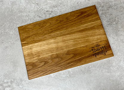 Personalised Family Name Solid Oak Chopping Board