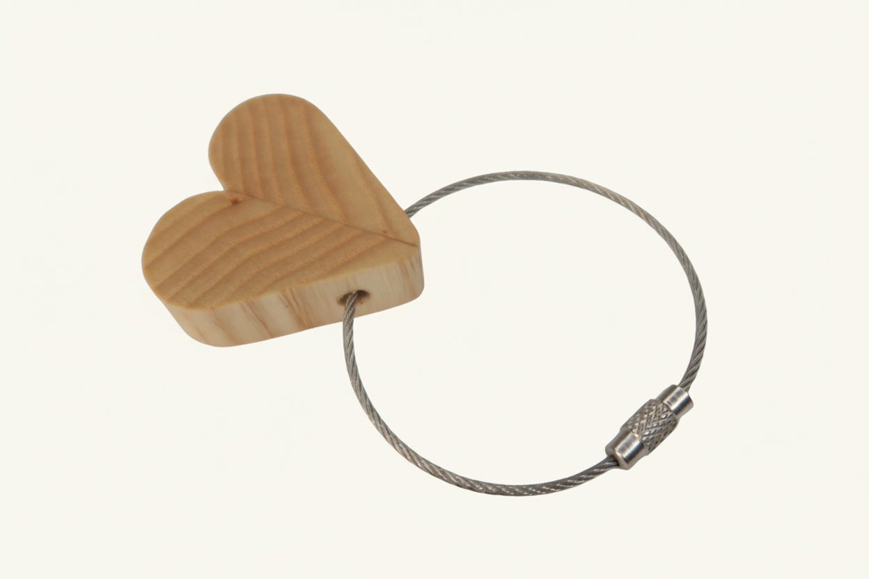 Solid Ash Heart Keyring