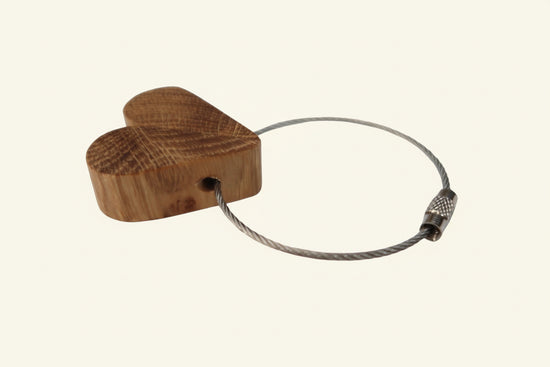 Solid Oak Heart Keyring