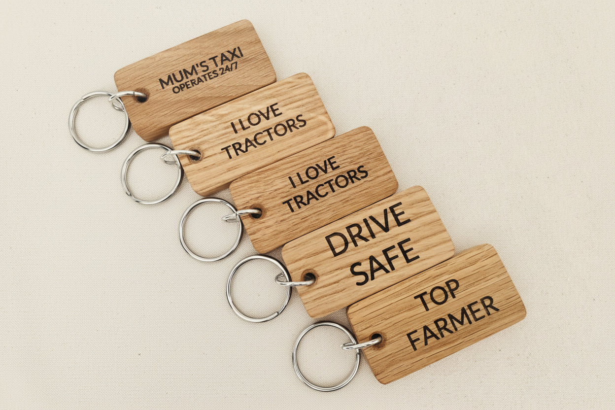 Custom Oak Keyring Small