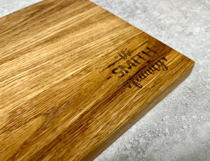 Personalised Family Name Solid Oak Chopping Board