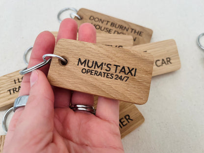 Personalised Small Oak Engraved Keyring
