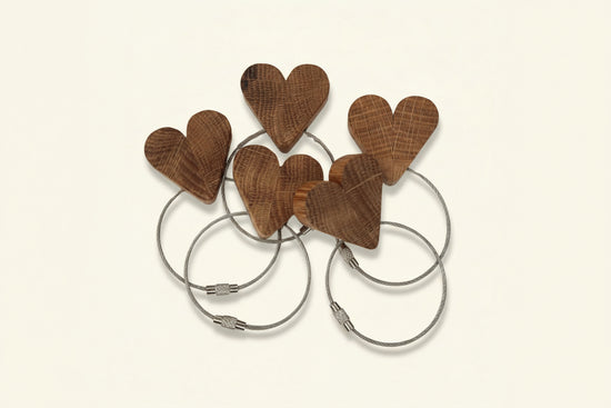 Solid Oak Heart Keyring