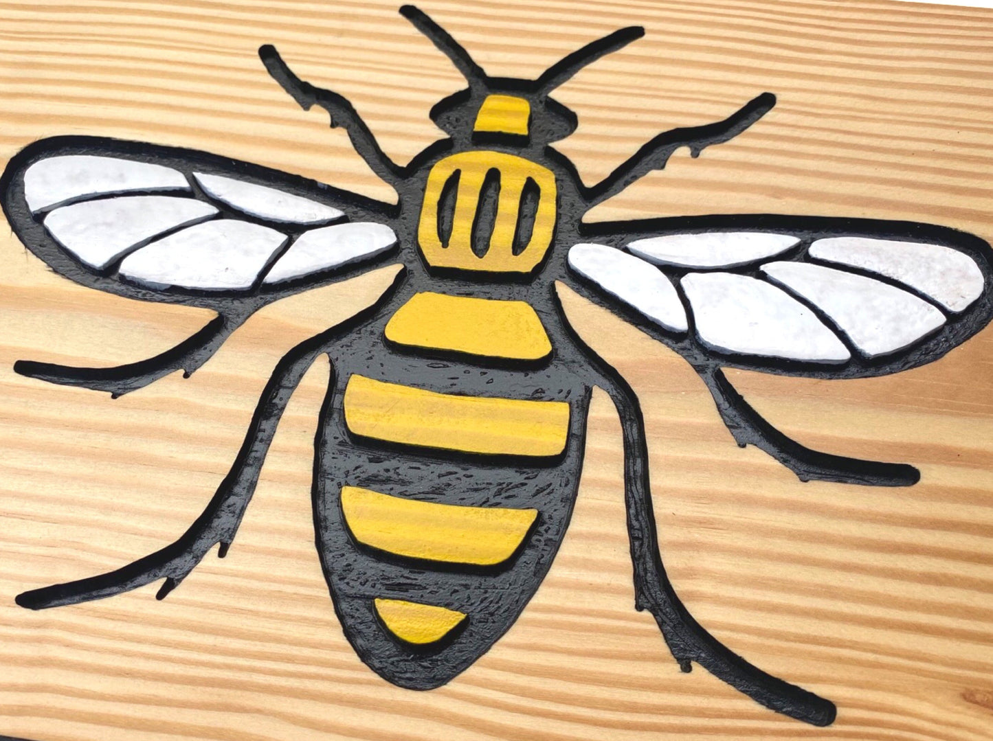 Manchester Bee Hand Carved Sign