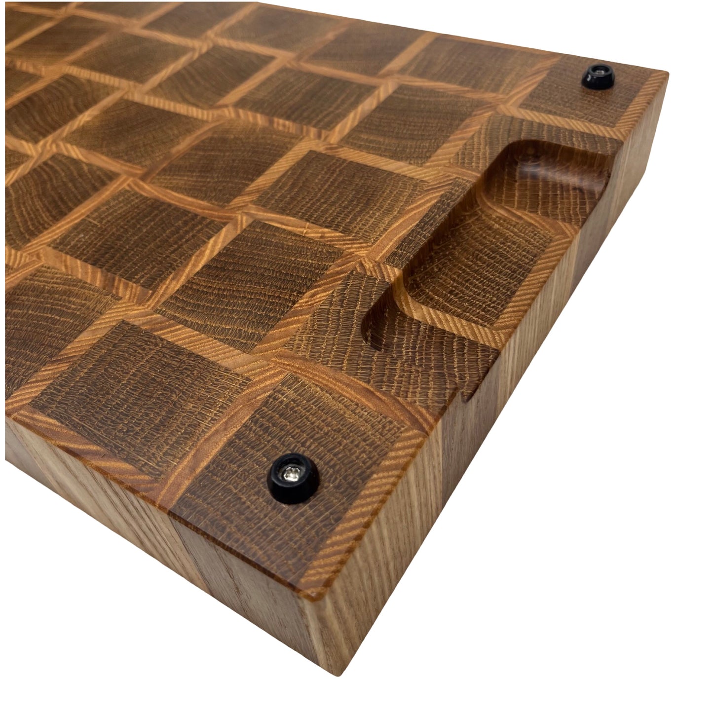 Basket Weave End Grain Premium Chopping Board - Oak / Ash - 38cm x 23.5cm