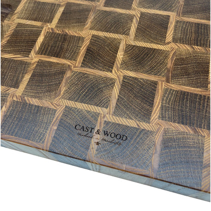 Basket Weave End Grain Premium Chopping Board - Oak / Ash - 38cm x 23.5cm