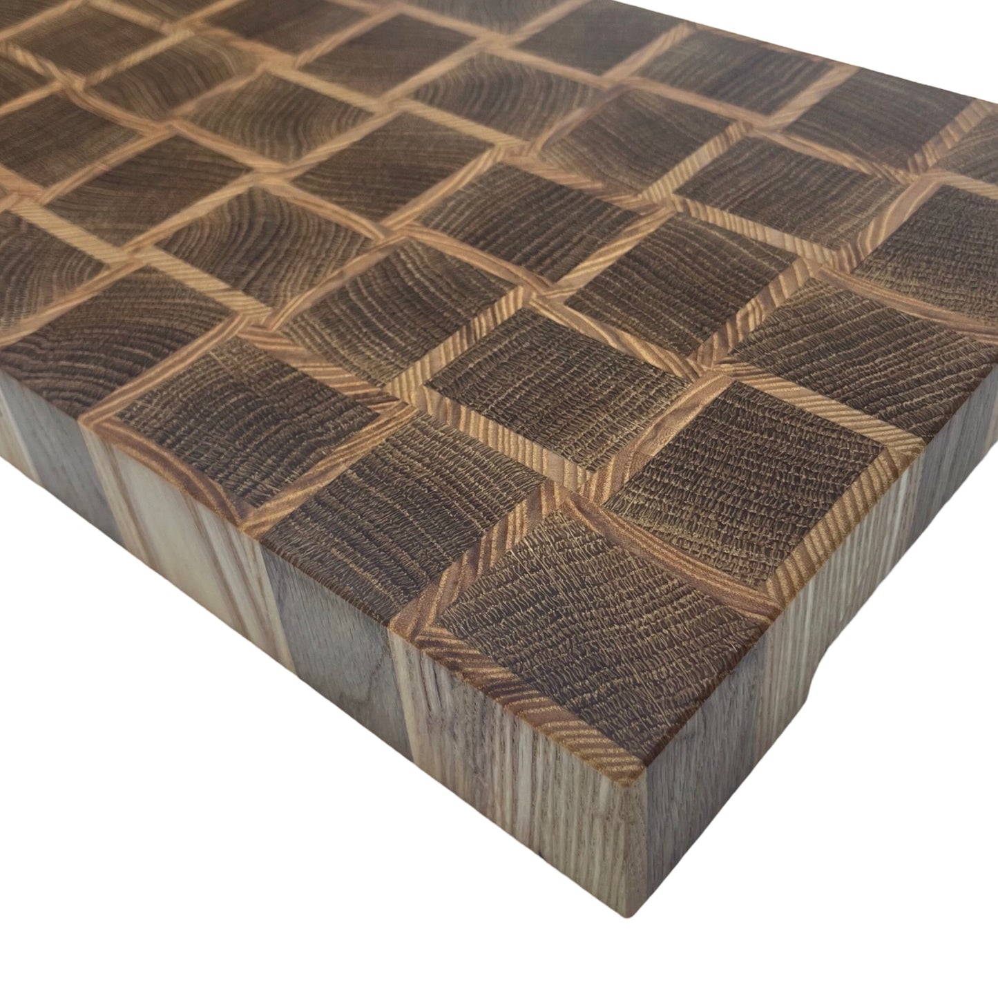 Basket Weave End Grain Premium Chopping Board - Oak / Ash - 38cm x 23.5cm