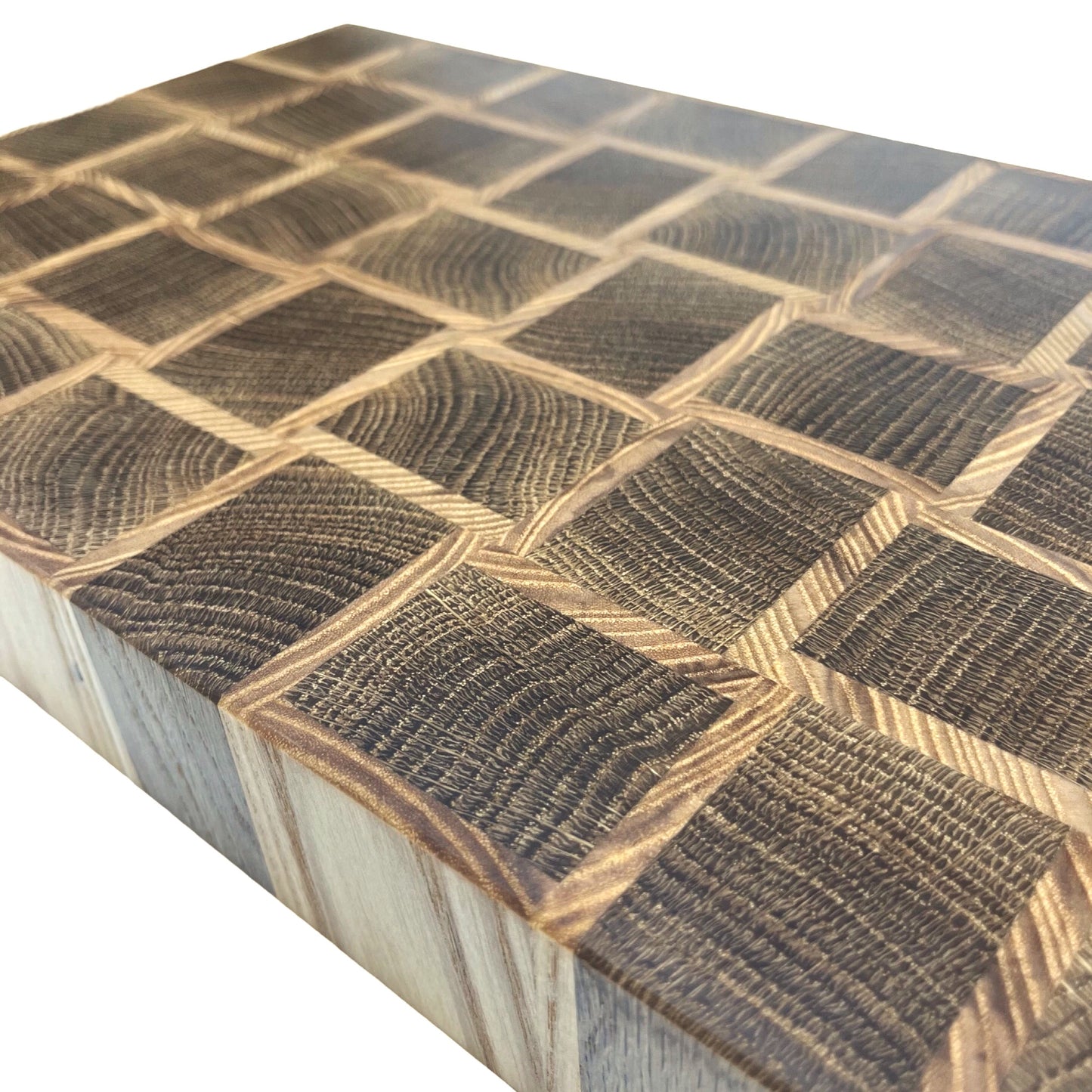 Basket Weave End Grain Premium Chopping Board - Oak / Ash - 38cm x 23.5cm