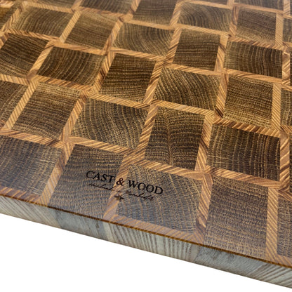 Basket Weave End Grain Premium Chopping Board - Oak / Ash - 38cm x 28cm