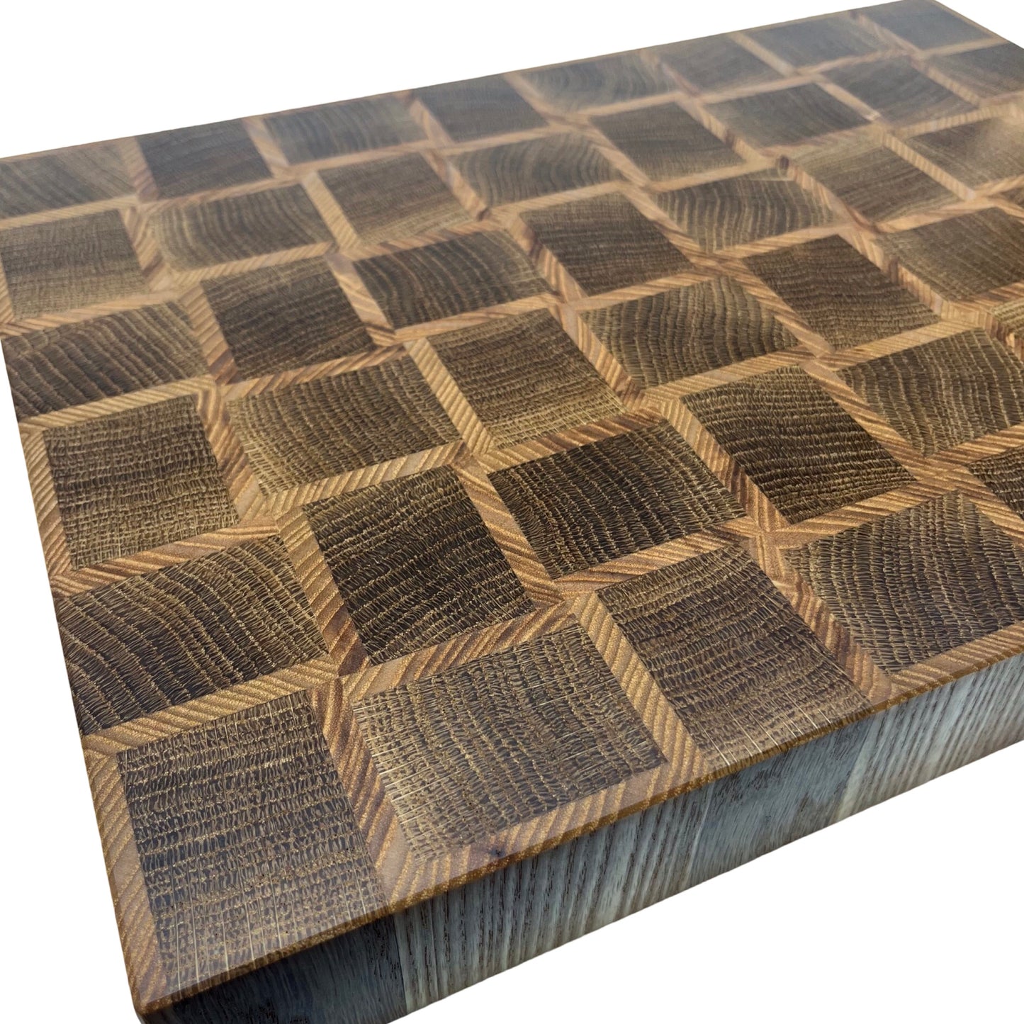 Basket Weave End Grain Premium Chopping Board - Oak / Ash - 38cm x 28cm