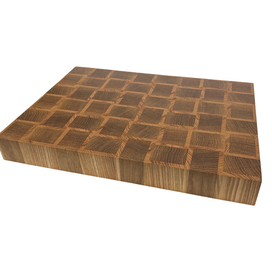 Basket Weave End Grain Premium Chopping Board - Oak / Ash - 38cm x 28cm