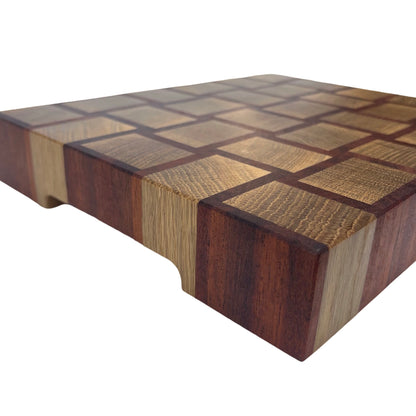 Basket Weave End Grain Premium Chopping Board - Oak / Sapele - 28cm x 23cm