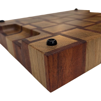 Basket Weave End Grain Premium Chopping Board - Oak / Sapele - 28cm x 23cm