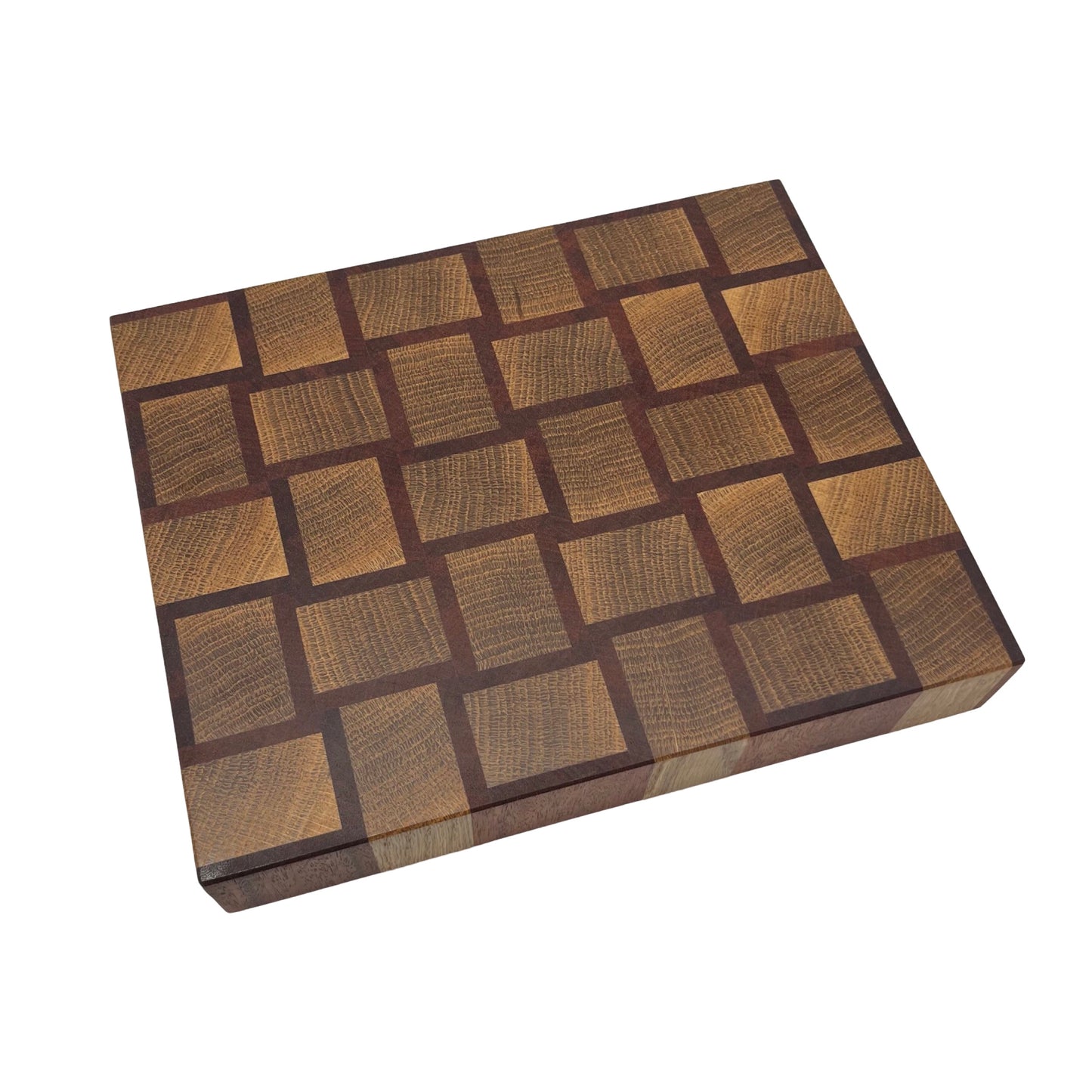 Basket Weave End Grain Premium Chopping Board - Oak / Sapele - 28cm x 23cm