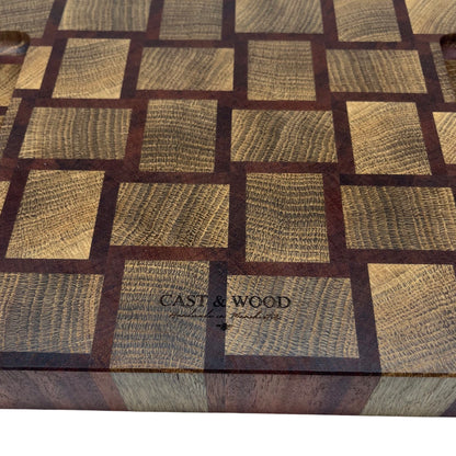 Basket Weave Design End Grain Premium Chopping Board - Oak / Sapele