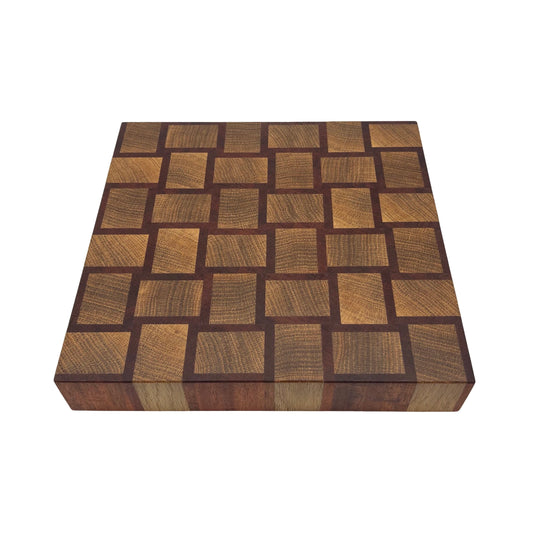 Basket Weave Design End Grain Premium Chopping Board - Oak / Sapele