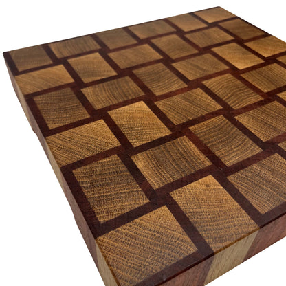 Basket Weave Design End Grain Premium Chopping Board - Oak / Sapele