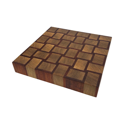 Basket Weave Design End Grain Premium Chopping Board - Oak / Sapele