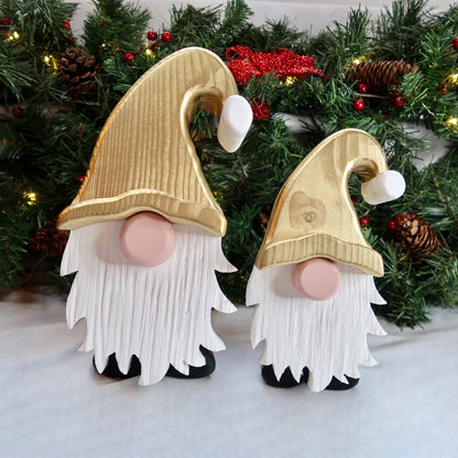 Festive Gonk - Handmade Decorative Wooden Gnome - Gold