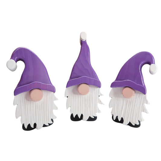 Festive Gonk - Handmade Decorative Wooden Gnome - Purple
