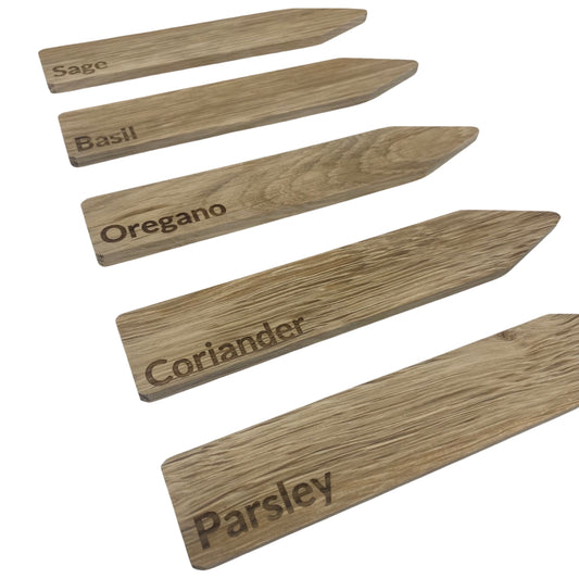 Personalised Minimalist Hardwood Plant Markers - Set of 5