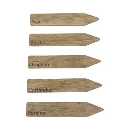 Personalised Minimalist Hardwood Plant Markers - Set of 5