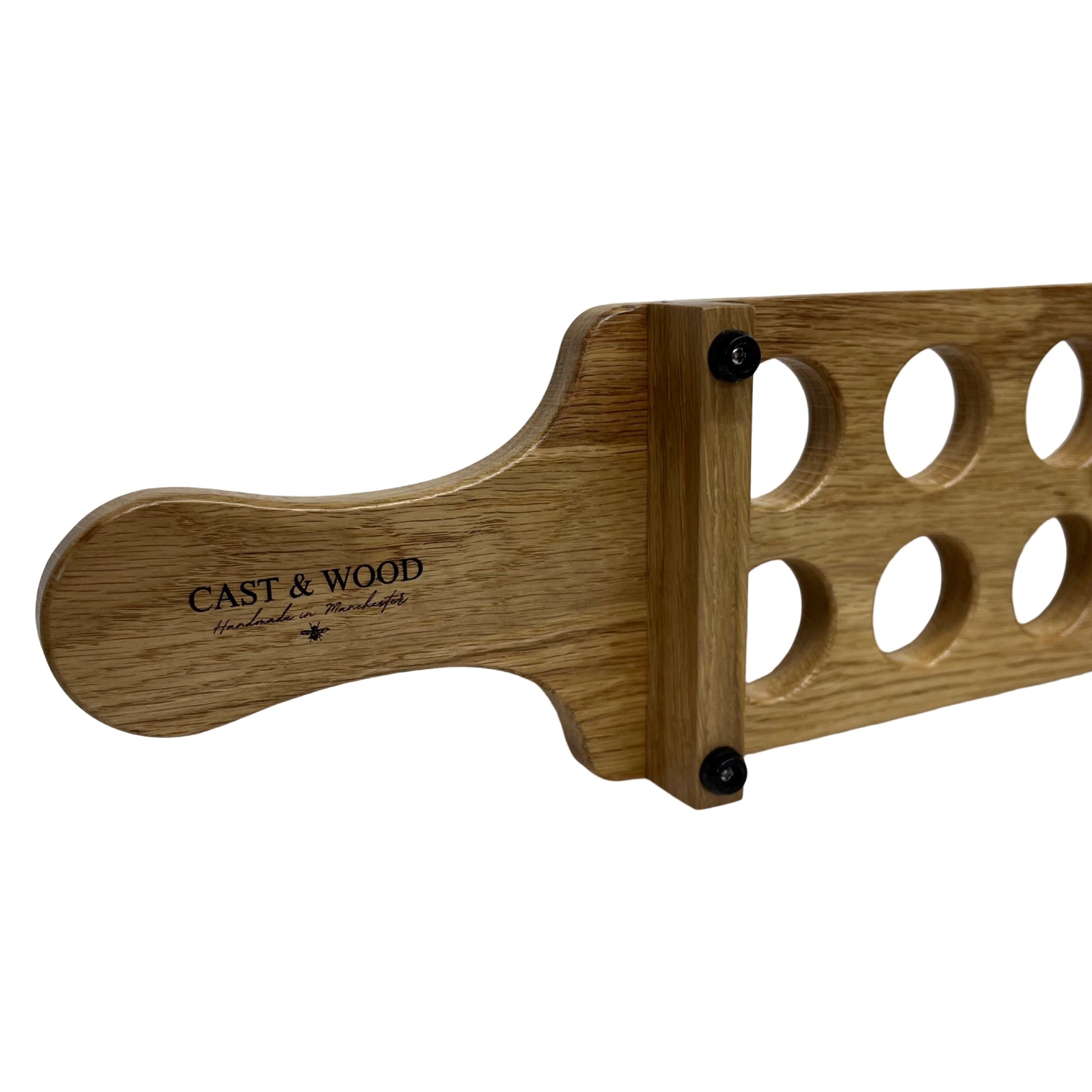 Solid Oak Shot Glass Holder - Logo View