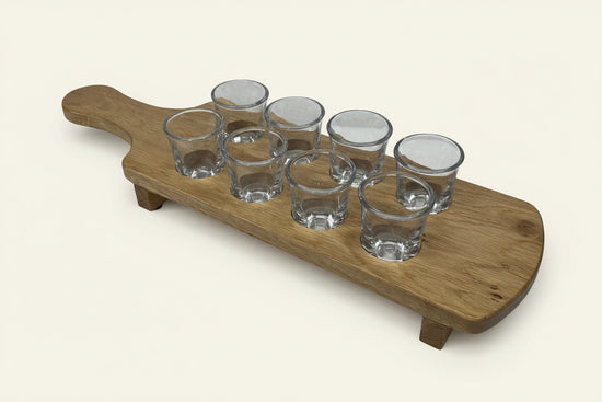 Solid Oak Shot Glass Holder - Full View