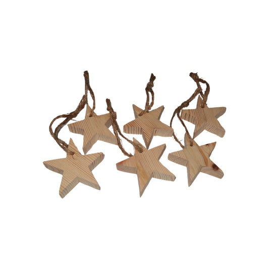 Star Hanging Tree Decorations - Small Chunky - Set of 6