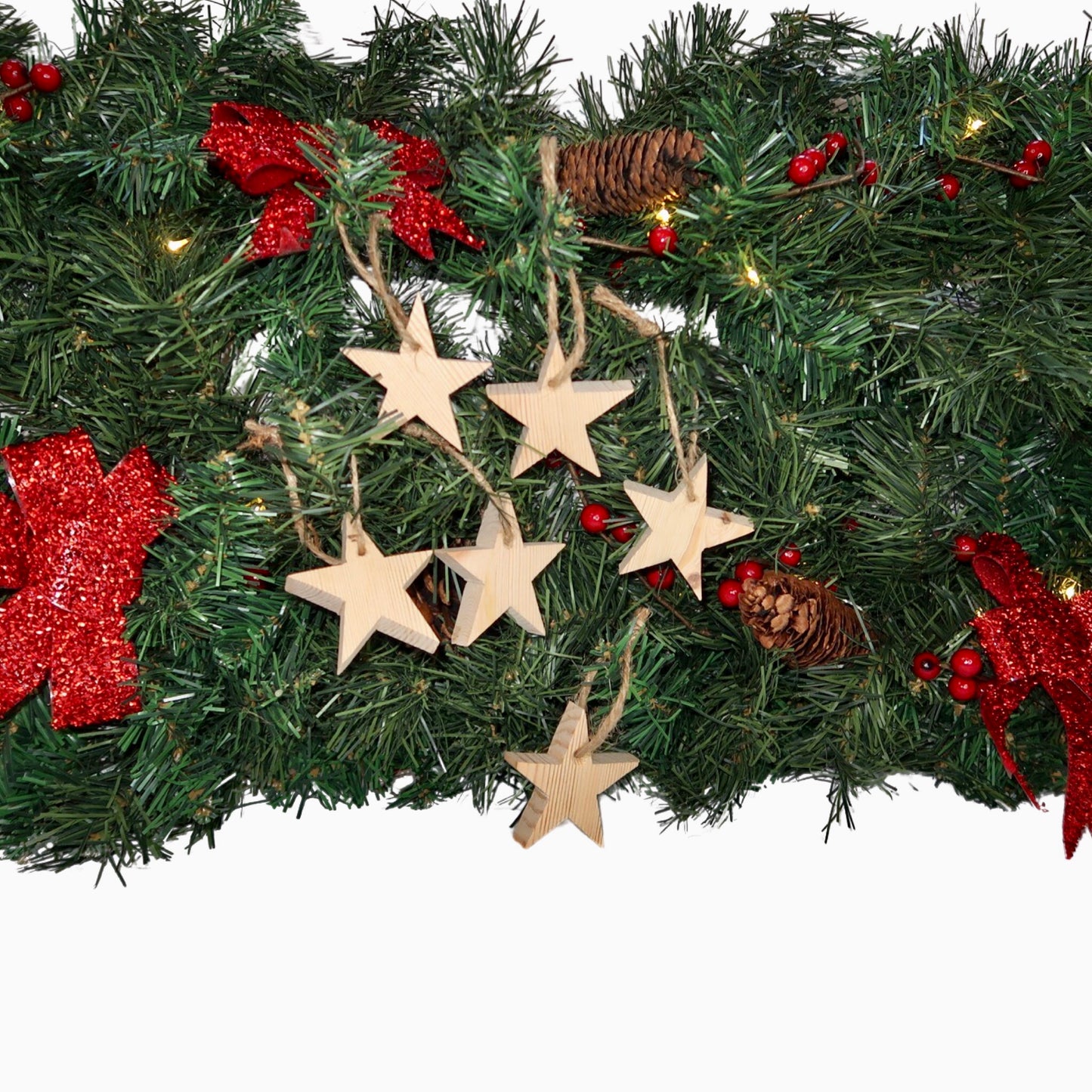 Star Hanging Tree Decorations - Small Chunky - Set of 6