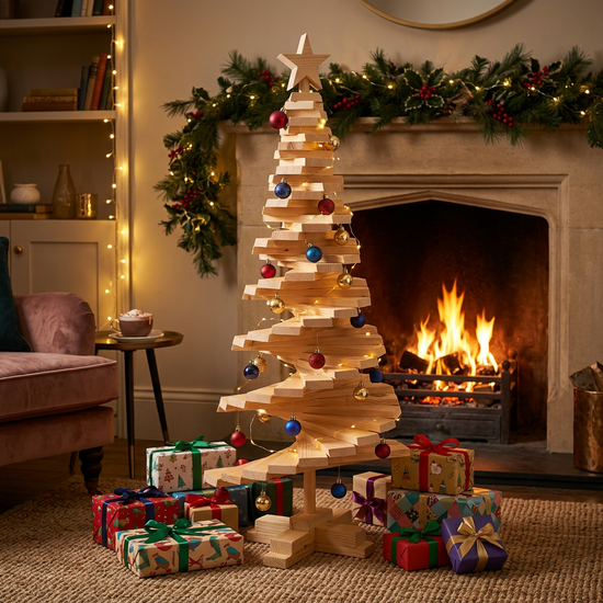 Large Wooden Christmas Tree - 100cm