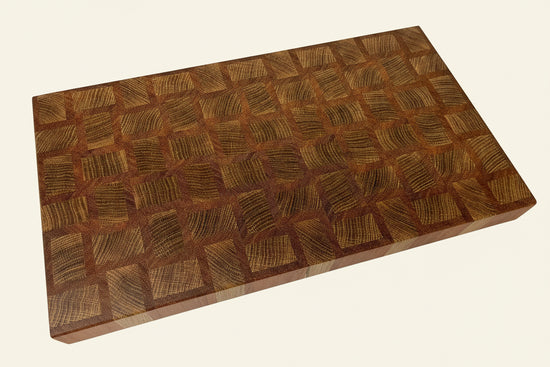 Cast and Wood Handmade Extra Large Wooden Chopping Board, Chunky butchers block style - Made from Oak / Sapele end grain hardwood