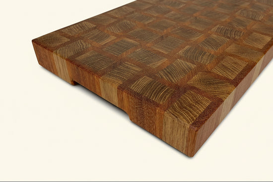 Cast and Wood Handmade Extra Large Wooden Chopping Board, Chunky butchers block style - Made from Oak / Sapele end grain hardwood