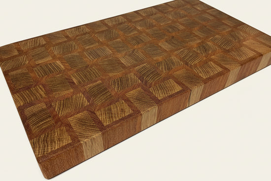 Cast and Wood Handmade Extra Large Wooden Chopping Board, Chunky butchers block style - Made from Oak / Sapele end grain hardwood