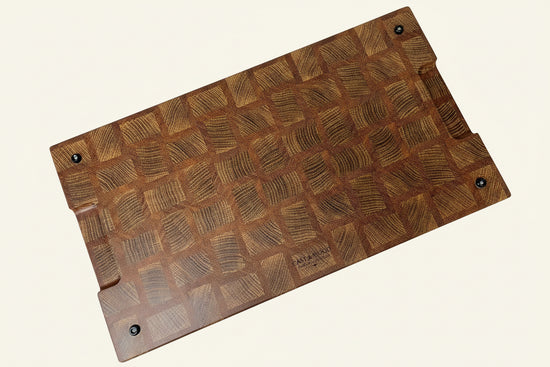 Cast and Wood Handmade Extra Large Wooden Chopping Board, Chunky butchers block style - Made from Oak / Sapele end grain hardwood