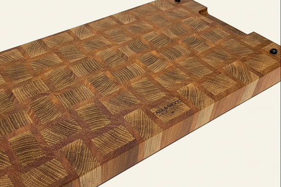 Cast and Wood Handmade Extra Large Wooden Chopping Board, Chunky butchers block style - Made from Oak / Sapele end grain hardwood