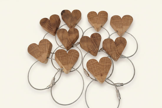 Solid Oak Heart Keyring