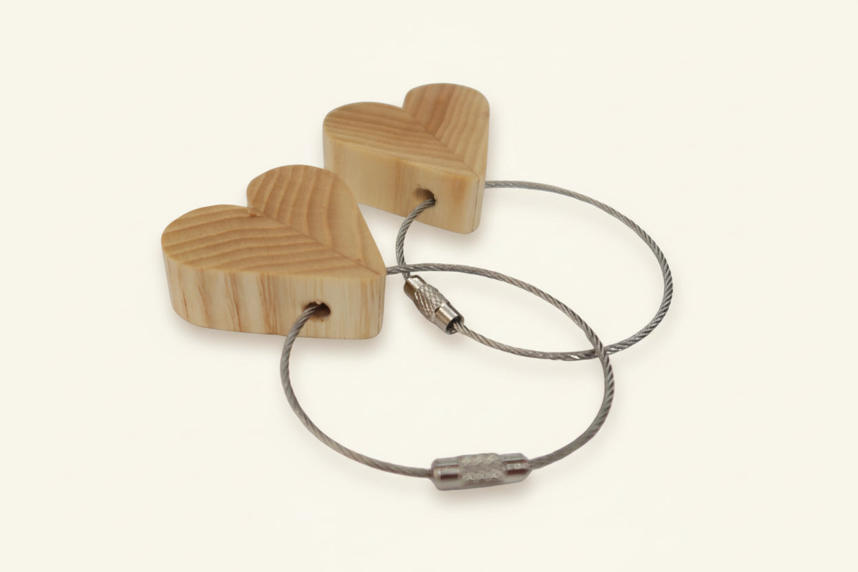 Solid Ash Heart Keyring